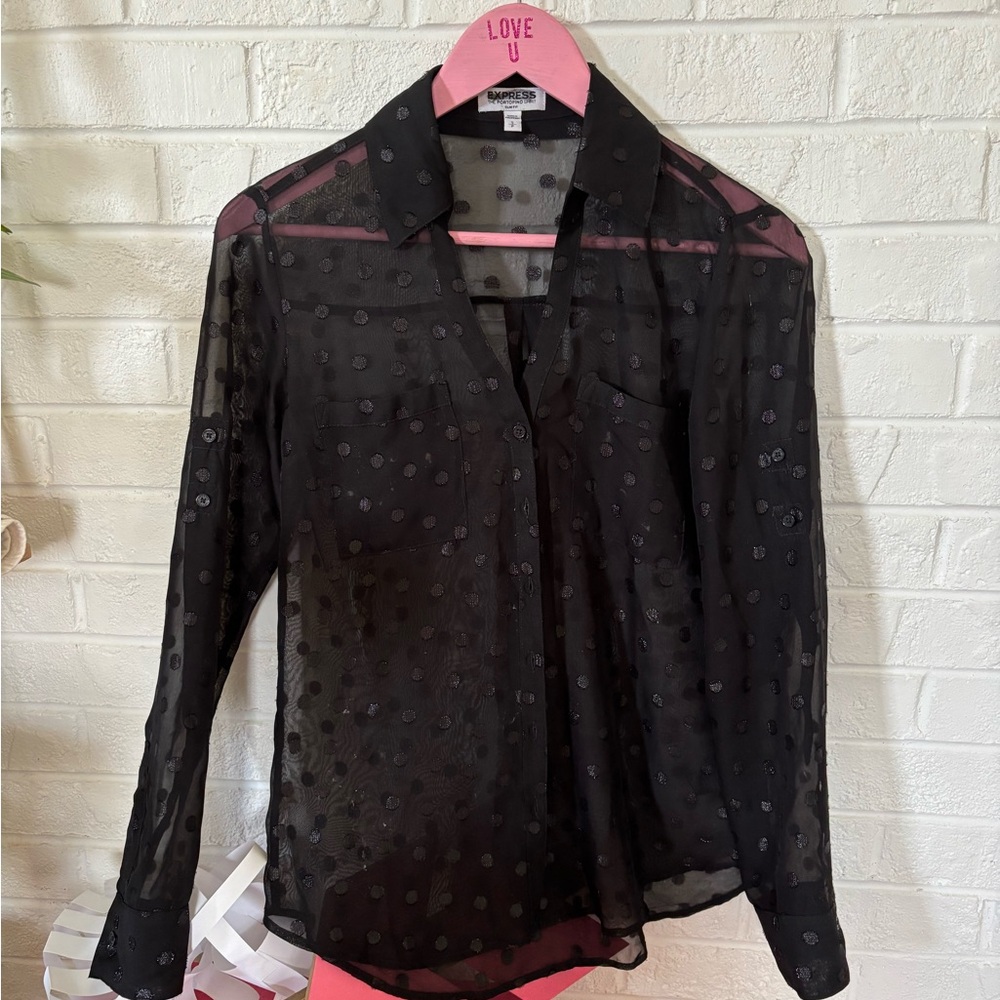 Express Sheer Black Polka Dot Blouse
“The Portofino Shirt/Slim Fit